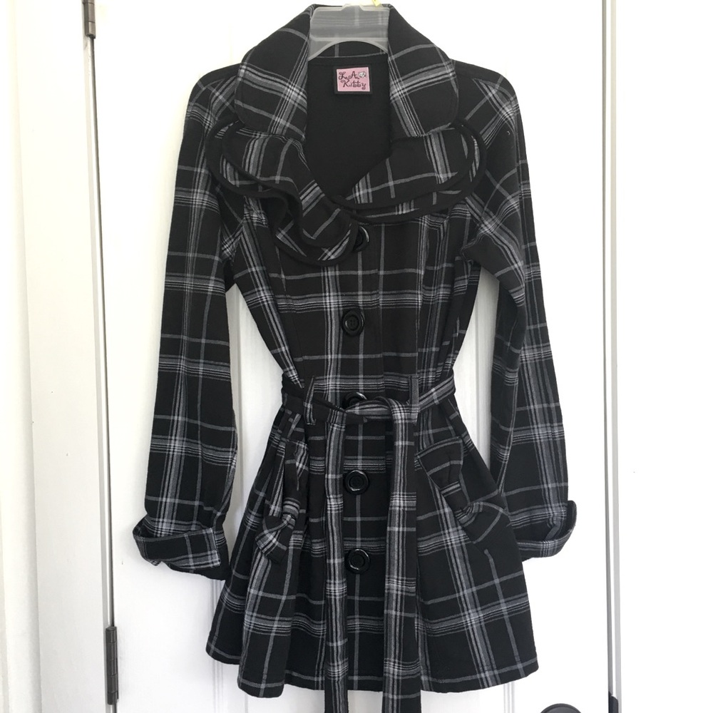 Black plaid coat